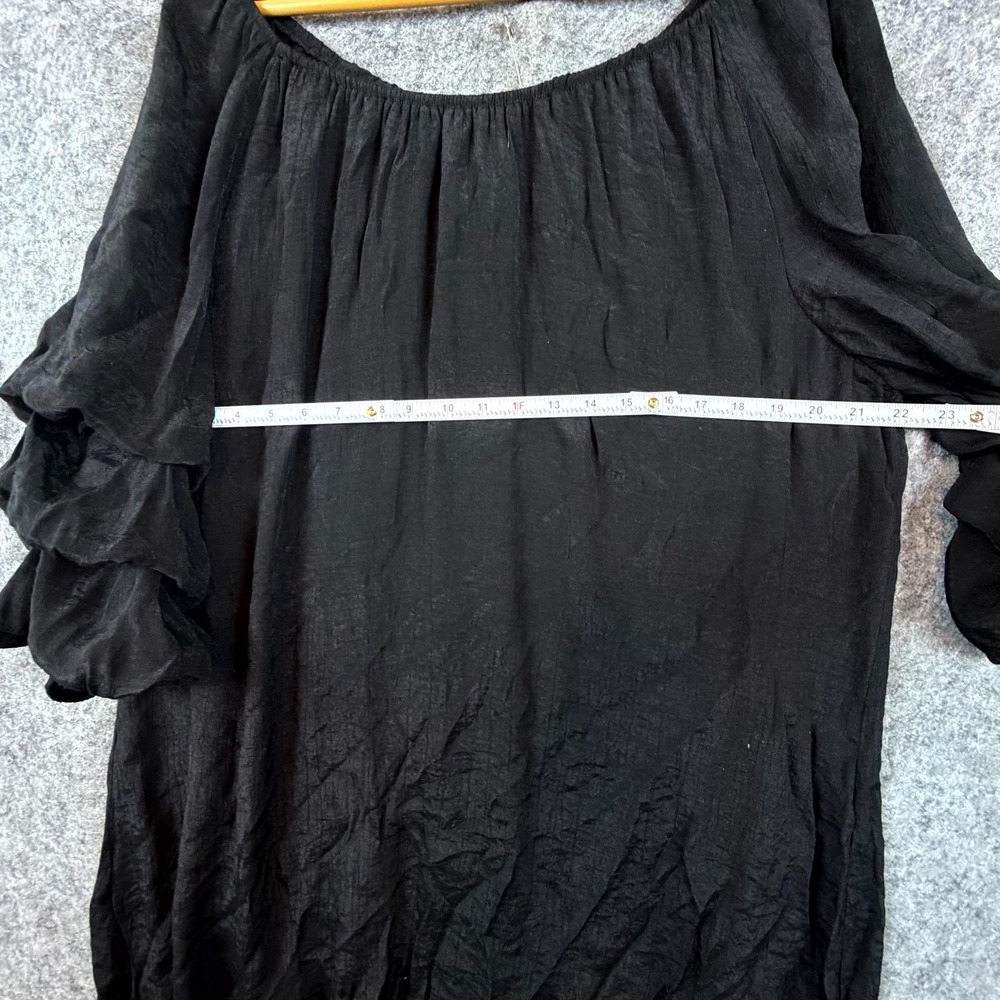 Indigo Rose Midi Dress Womens 3X Black Ruffled Sleeve Oversized Flowy LBD Party - Picture 4 of 7